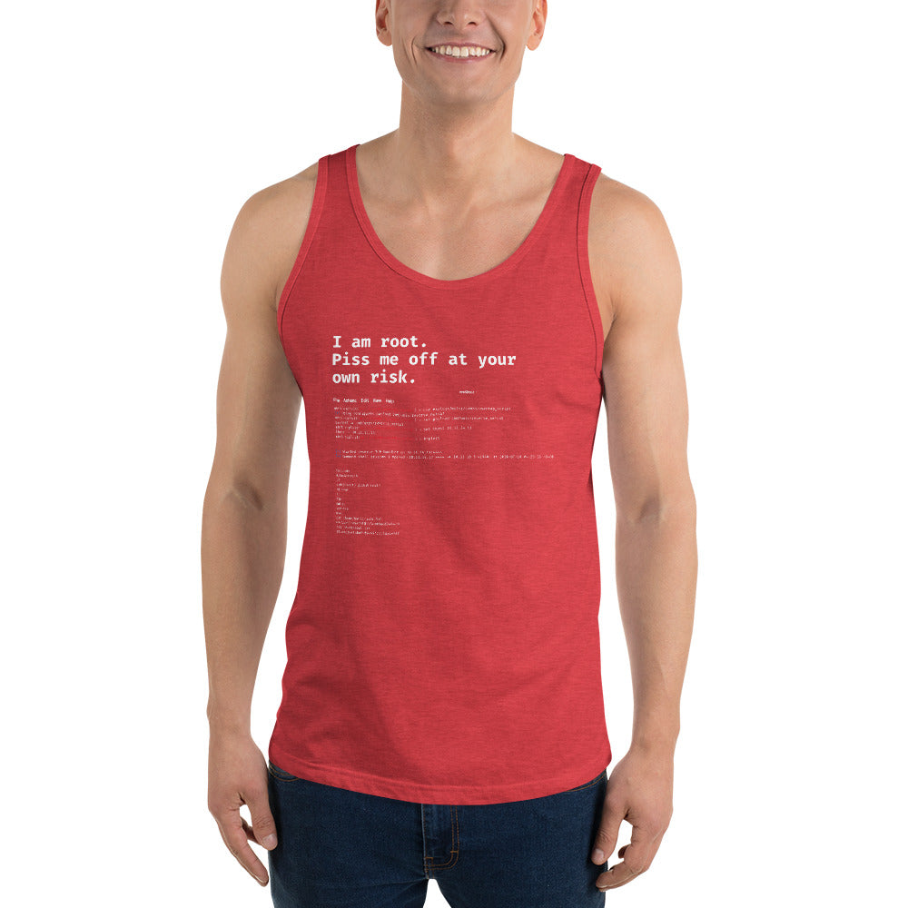 I am root. Piss me off at your own risk - Unisex Tank Top by DarkByteGear