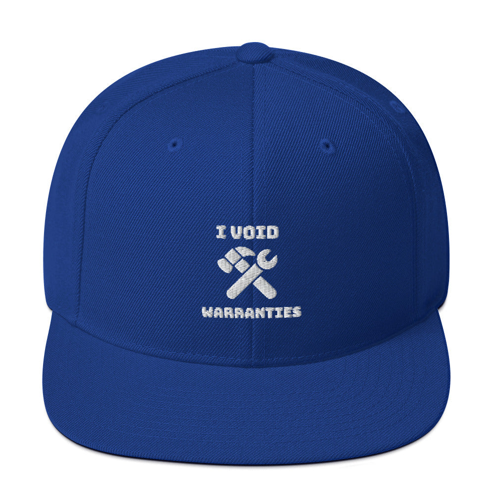 I void warranties - Snapback Hat (white text) by DarkByteGear