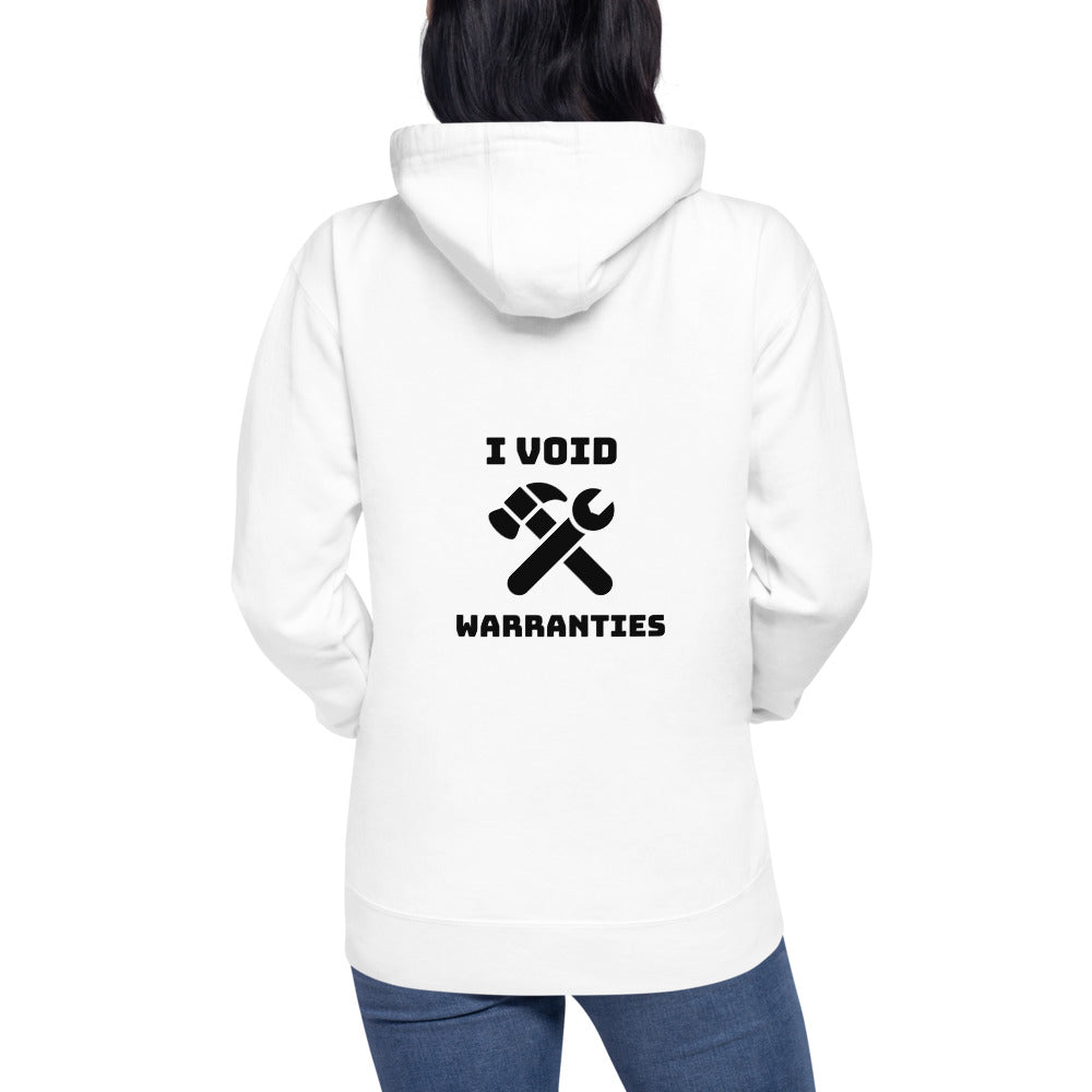 I void warranties - Unisex Hoodie (black text) by DarkByteGear