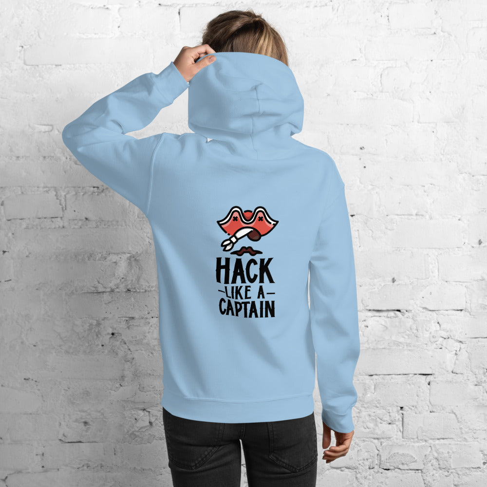 Hack like a captain - Unisex Hoodie (black text) by DarkByteGear