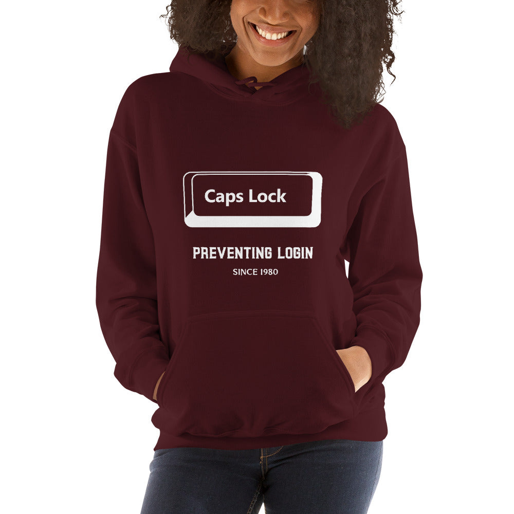 Caps Lock preventing login since 1980 - Unisex Hoodie by DarkByteGear