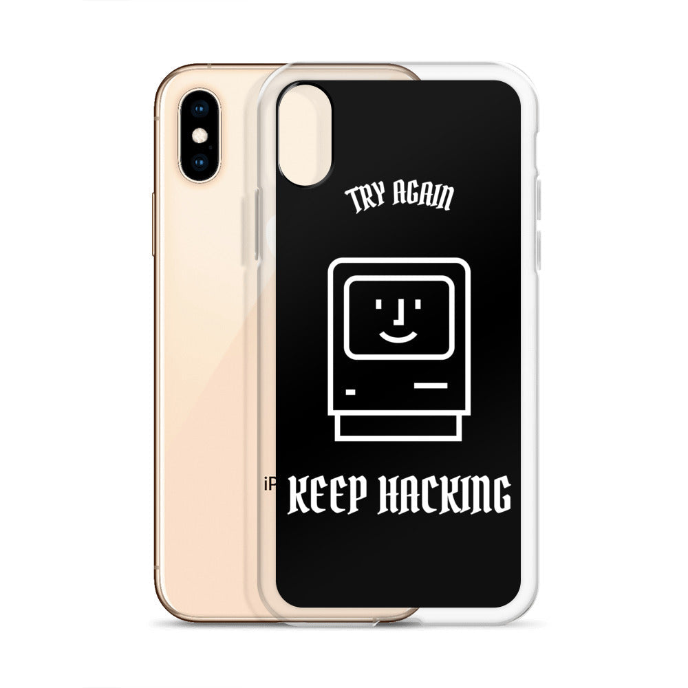 Keep hacking - iPhone Case (white text) by DarkByteGear