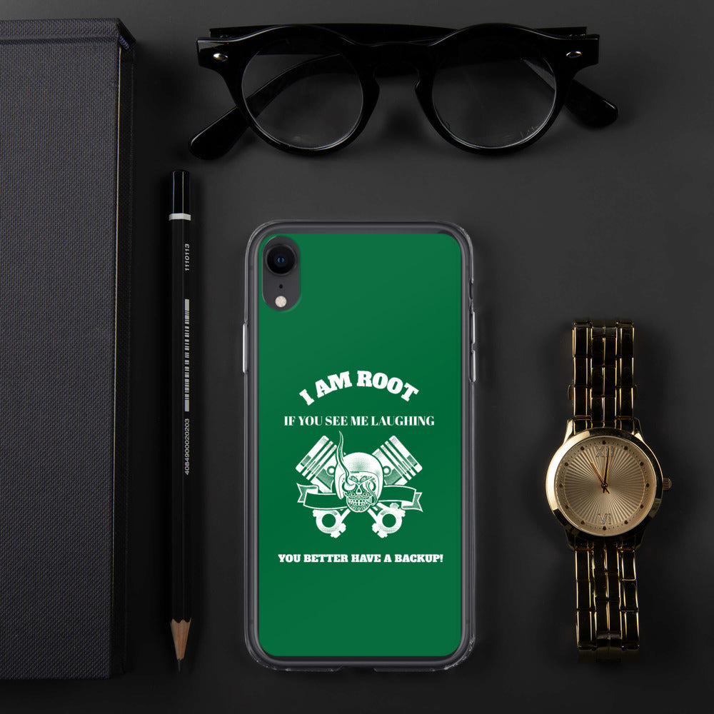 I Am Root If You See Me Laughing You Better Have A Backup - iPhone Case (green) by DarkByteGear