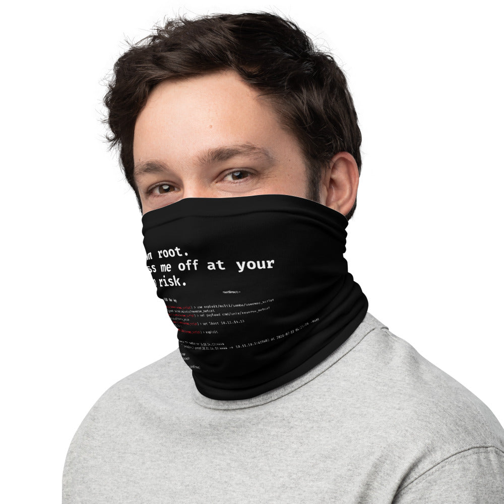 I am root. Piss me off at your own risk - Neck Gaiter by DarkByteGear