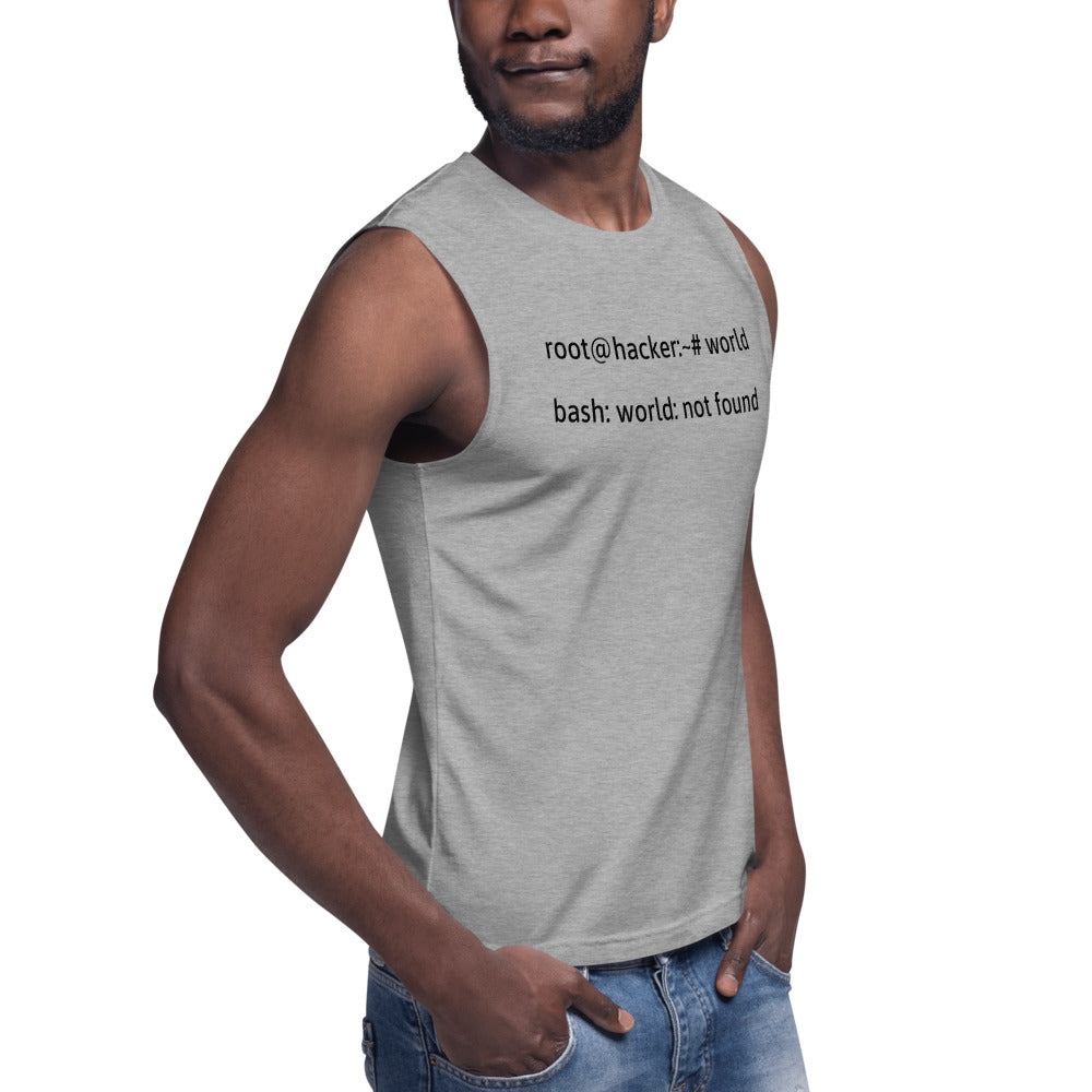 Linux Tweaks - world not found - Muscle Shirt (black text) by DarkByteGear