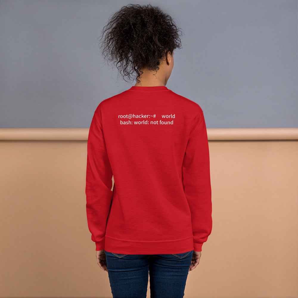 Linux Tweaks - world not found - Unisex Sweatshirt (with back design) by DarkByteGear