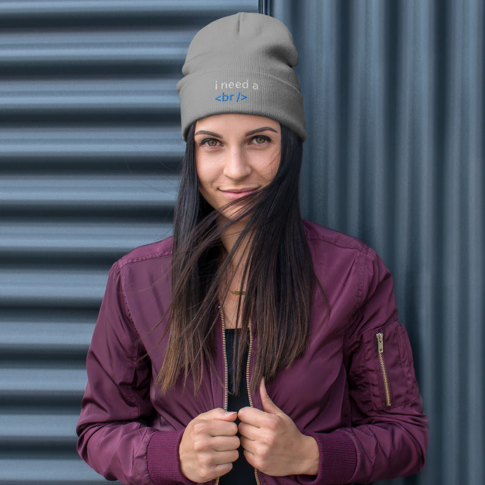 i need a break - Embroidered Beanie by DarkByteGear