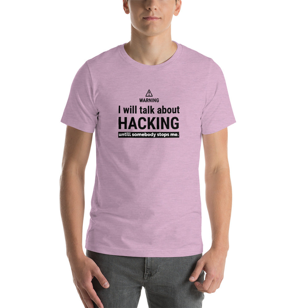 I will talk about HACKING - Short-Sleeve Unisex T-Shirt (black text) by DarkByteGear