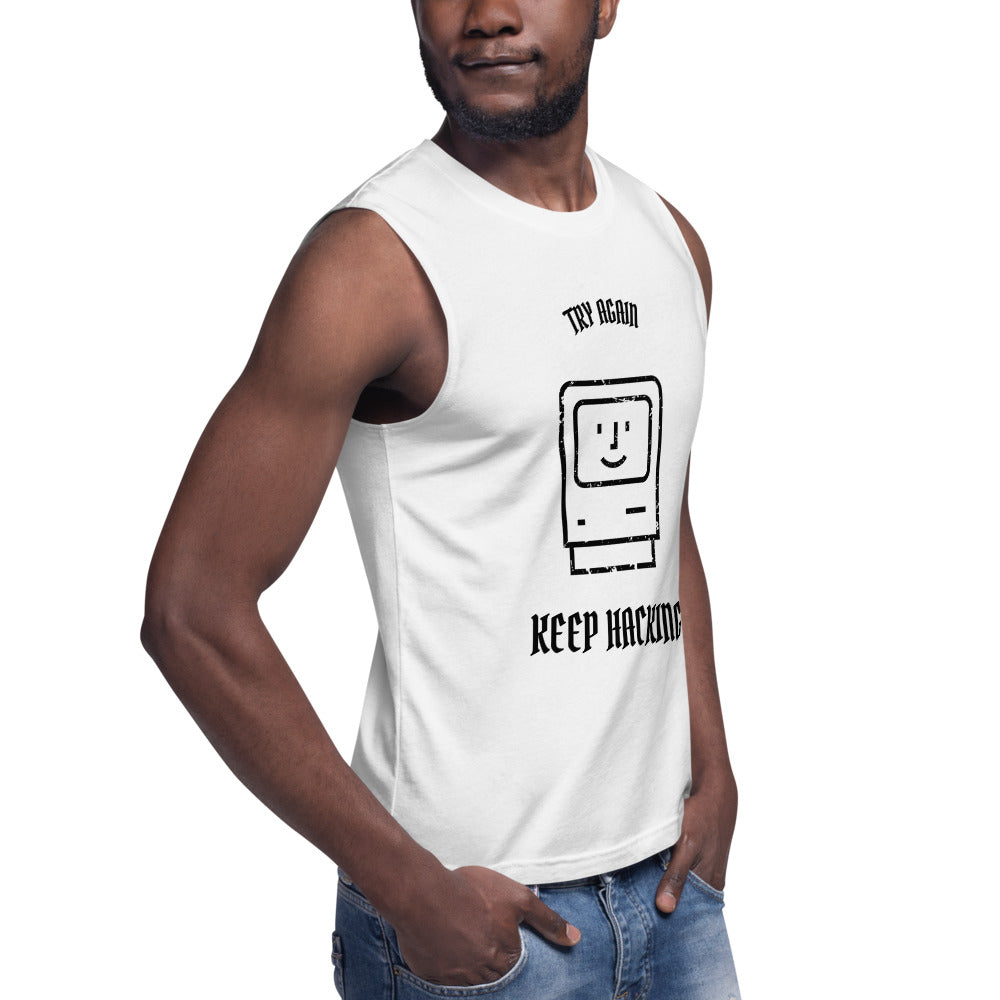 Keep hacking - Muscle Shirt (black text) by DarkByteGear