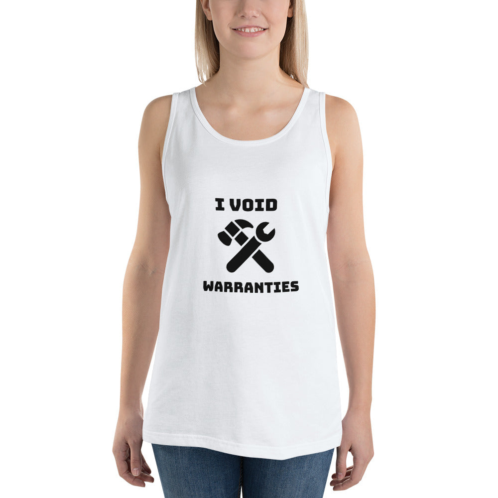 I void warranties - Unisex Tank Top (black text) by DarkByteGear