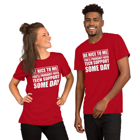 Be nice to me - Short-Sleeve Unisex T-Shirt (white text) by DarkByteGear
