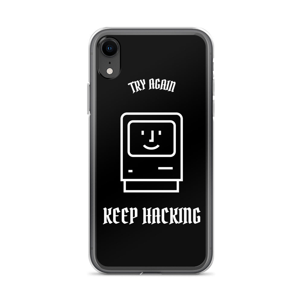 Keep hacking - iPhone Case (white text) by DarkByteGear