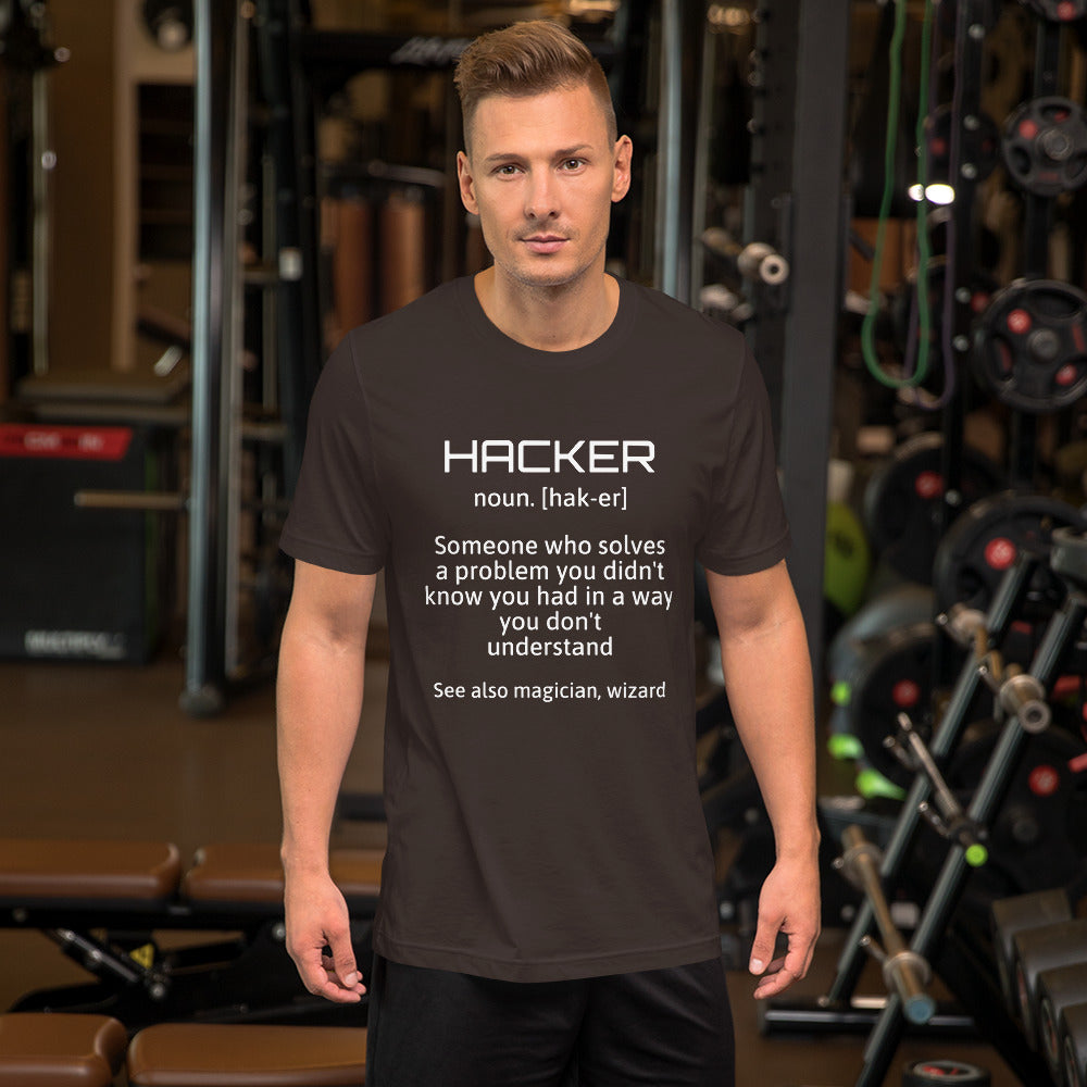 Hacker - Short-Sleeve Unisex T-Shirt (white text) by DarkByteGear