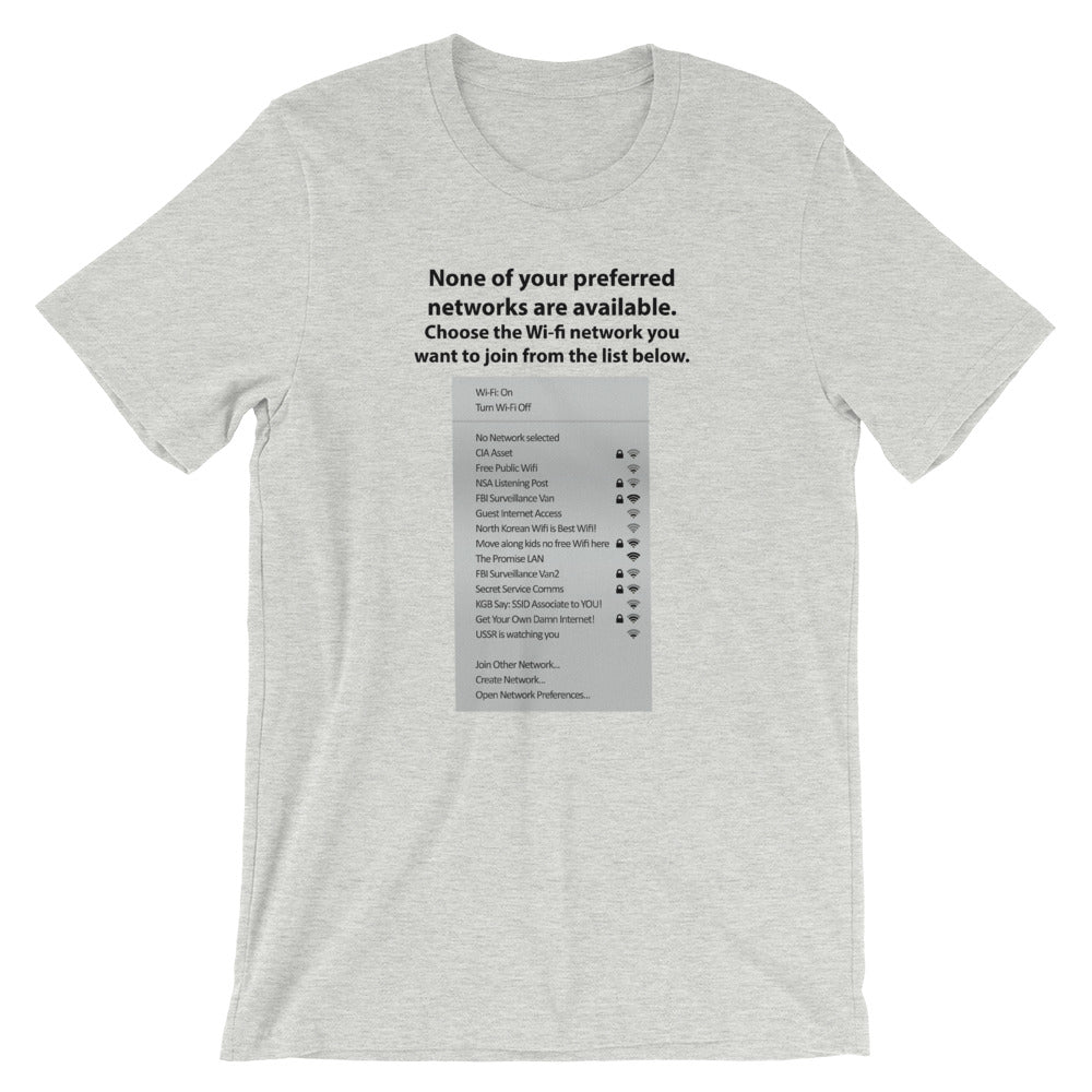 None of your preferred networks are available - Short-Sleeve Unisex T-Shirt (black text) by DarkByteGear