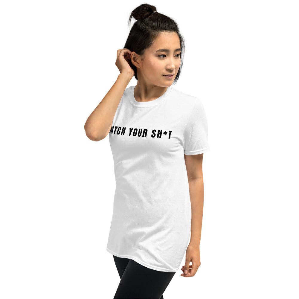 PATCH YOUR SH*T - Short-Sleeve Unisex T-Shirt ( black text) by DarkByteGear