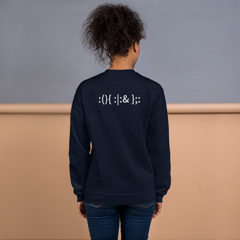 Linux Hackers - Bash Fork Bomb - Unisex Sweatshirt (with back design) by DarkByteGear