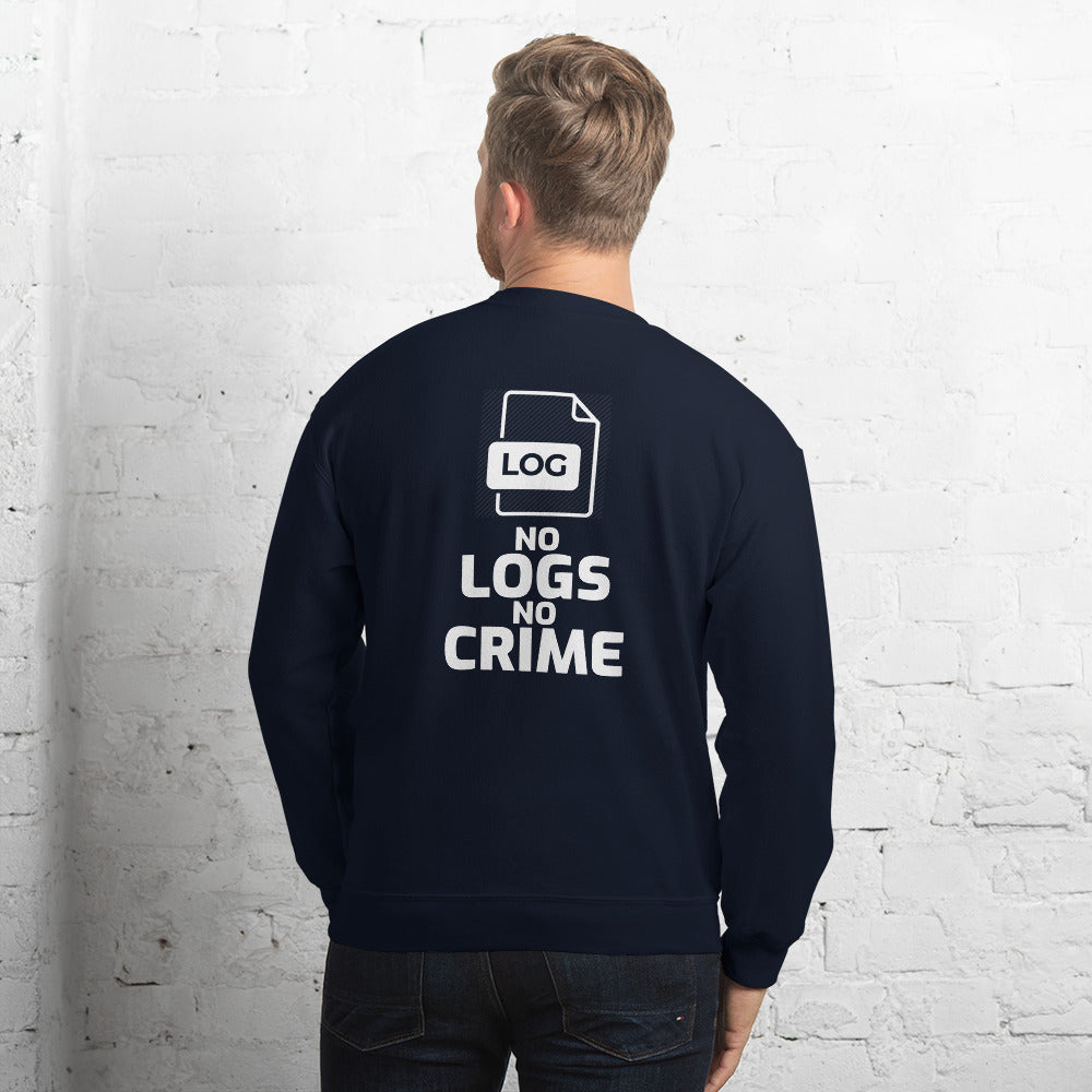 No logs no crime - Unisex Sweatshirt (white text) by DarkByteGear