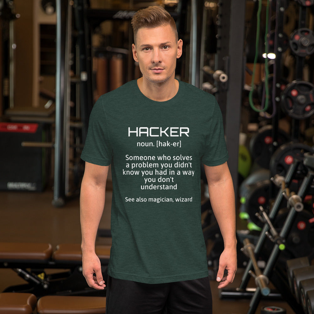 Hacker - Short-Sleeve Unisex T-Shirt (white text) by DarkByteGear