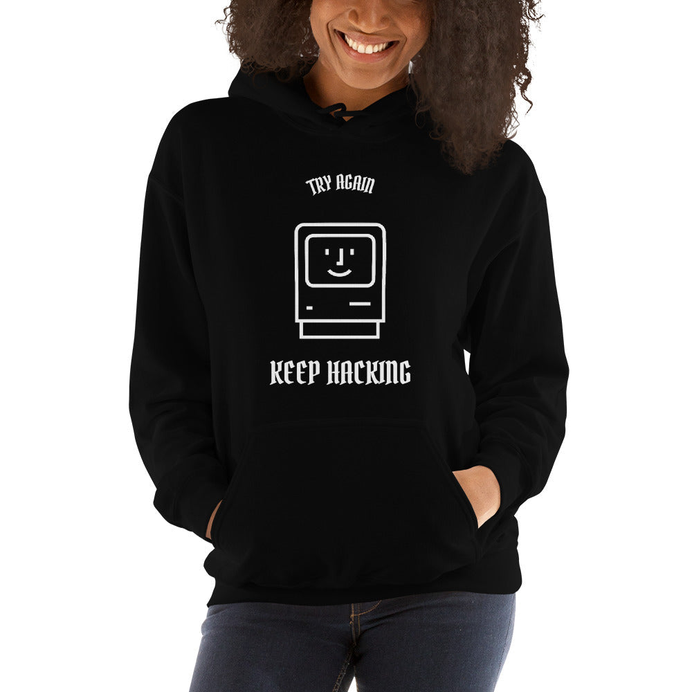 Keep hacking - Hooded Sweatshirt (white text) by DarkByteGear