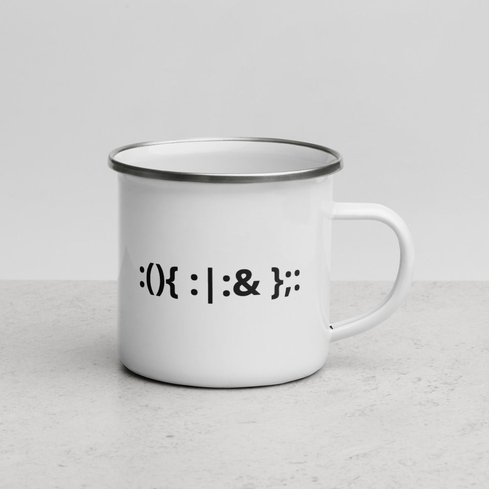 Linux Hackers - Bash Fork Bomb - Enamel Mug by DarkByteGear
