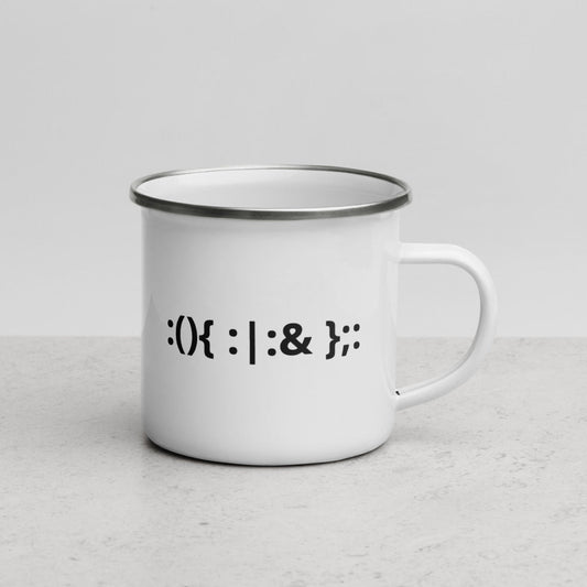 Linux Hackers - Bash Fork Bomb - Enamel Mug by DarkByteGear