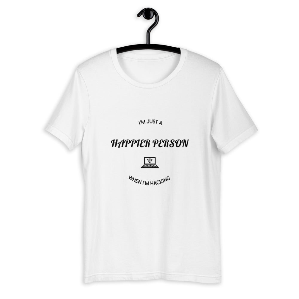 I'm a happier person when I'm hacking - Short-Sleeve Unisex T-Shirt by DarkByteGear