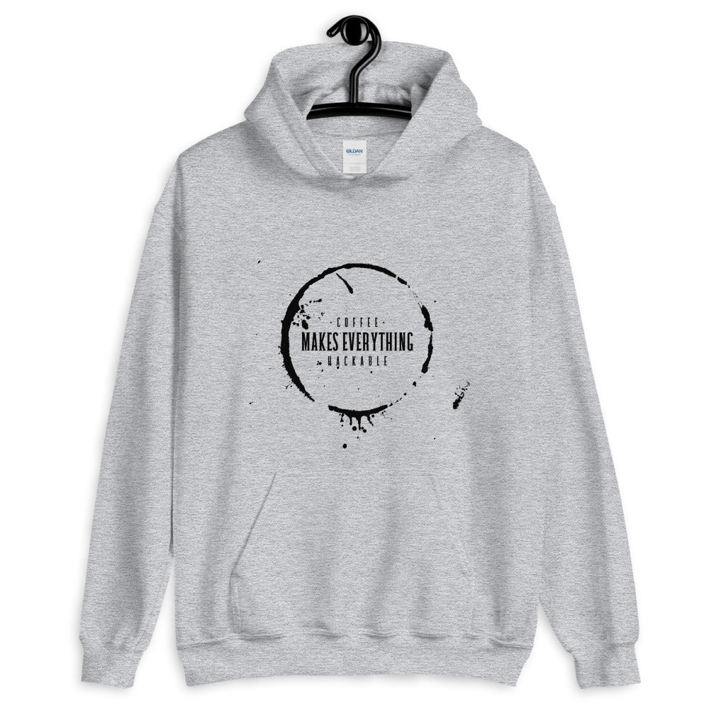 Coffee makes everything hackable - Unisex Hoodie (black text) by DarkByteGear