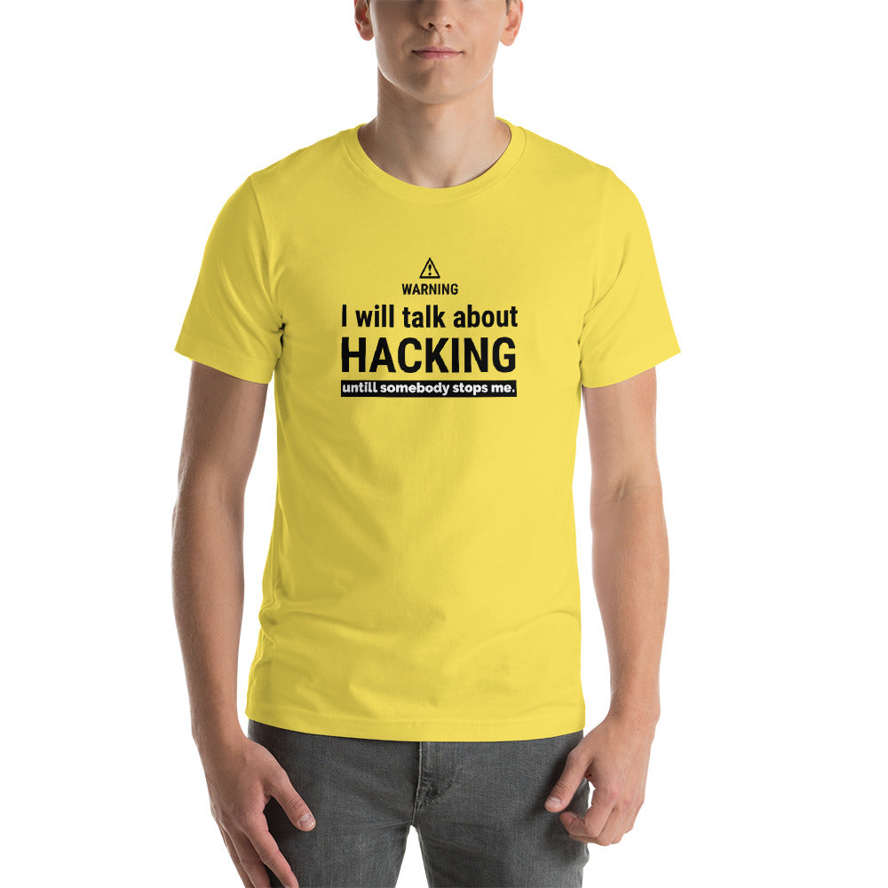 I will talk about HACKING - Short-Sleeve Unisex T-Shirt (black text) by DarkByteGear