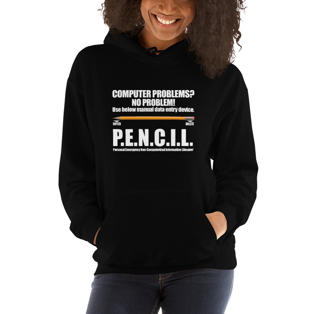 P.E.N.C.I.L. - Hooded Sweatshirt (white text) by DarkByteGear
