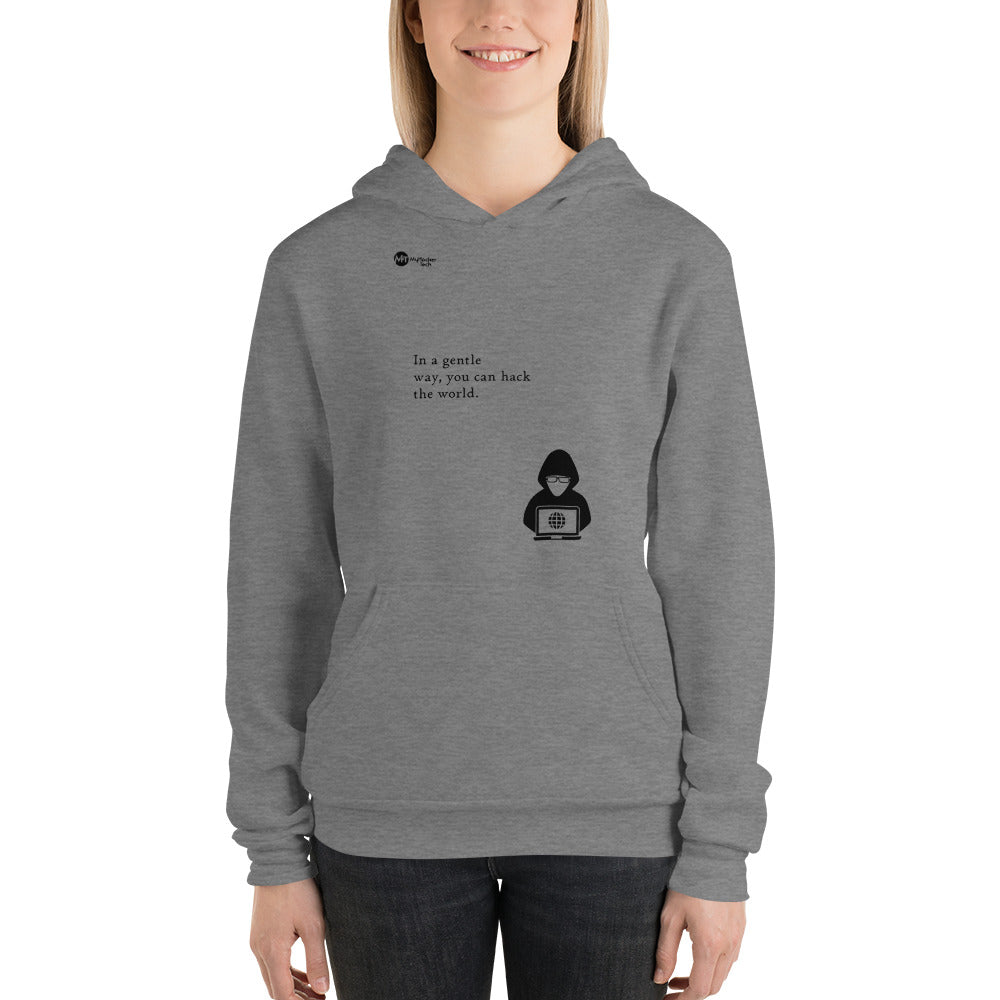 You can hack the world - Unisex hoodie (black text) by DarkByteGear