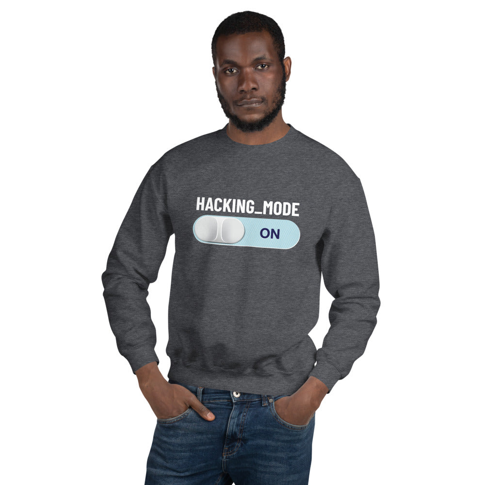 Hacking mode ON - Unisex Sweatshirt (white text) by DarkByteGear