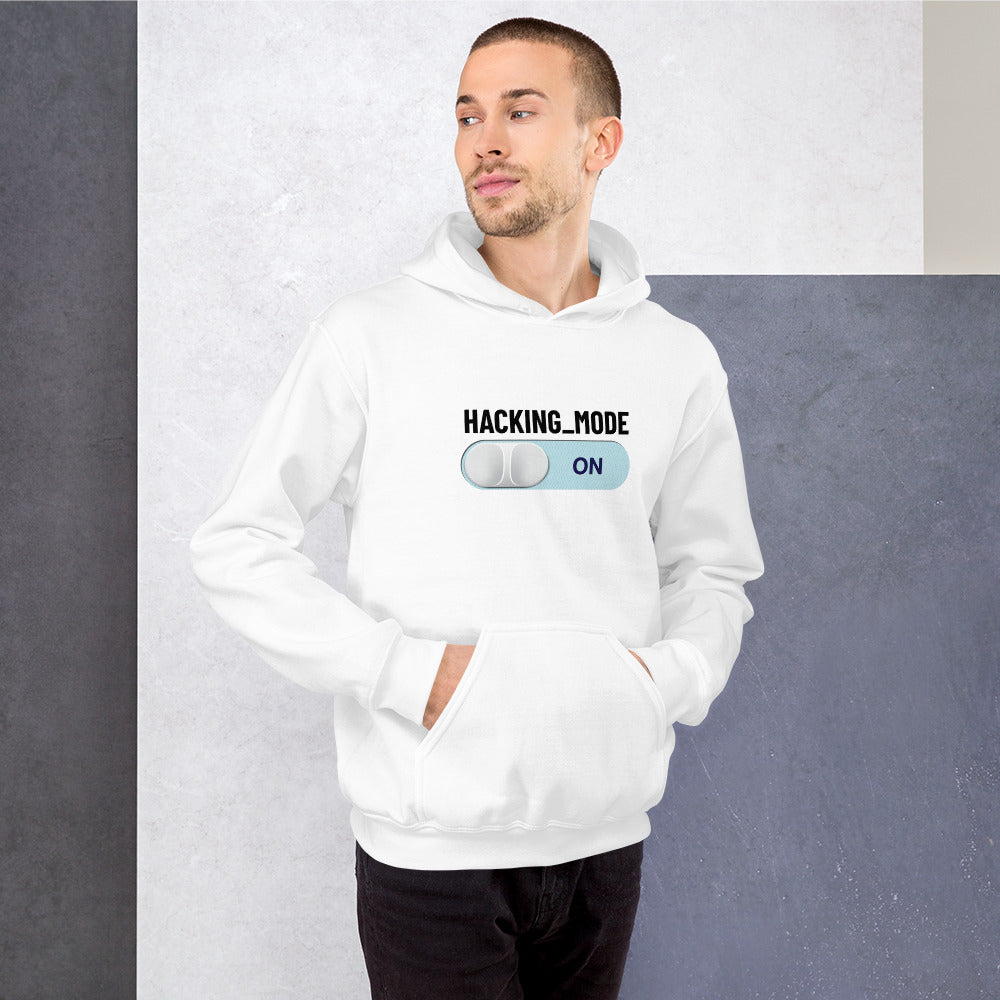 Hacking mode ON - Unisex Hoodie (black text) by DarkByteGear