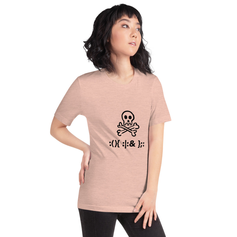 Bash Fork Bomb Linux - Short-Sleeve Unisex T-Shirt (black text) by DarkByteGear