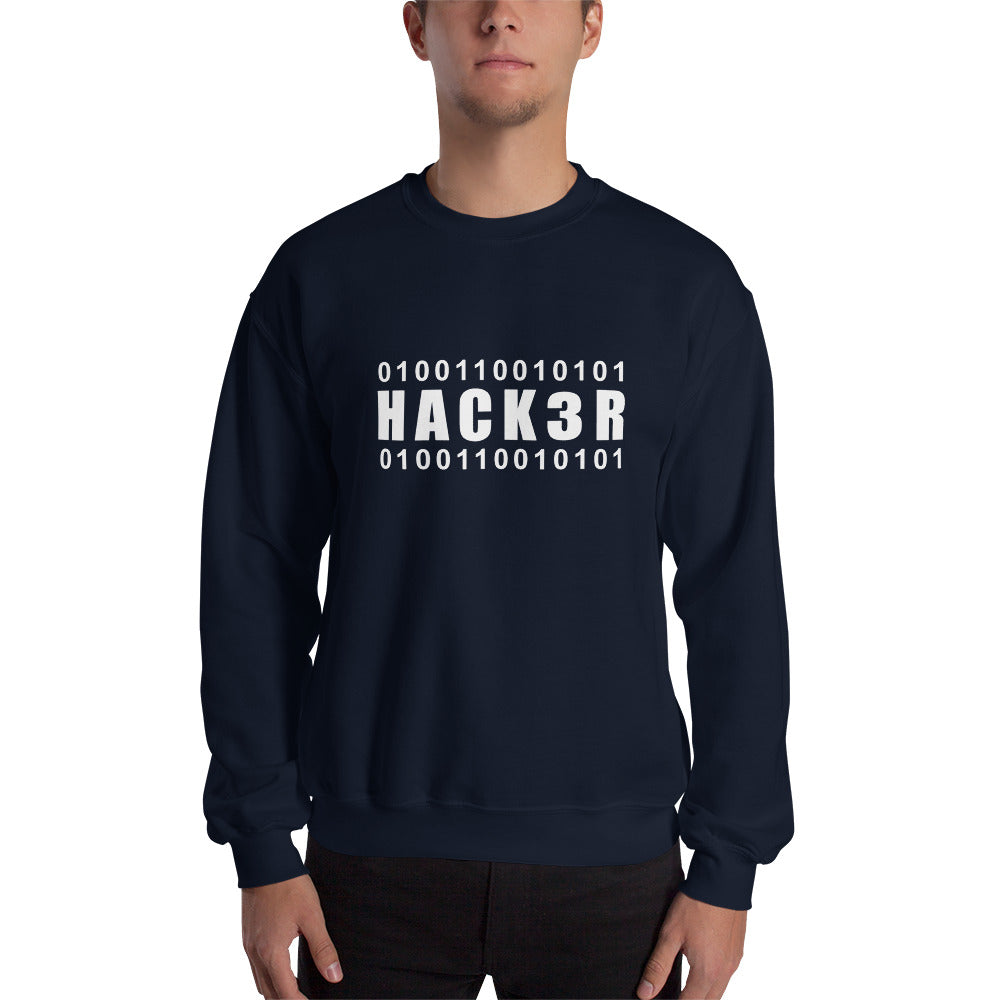 0100110010101 Hack3r - Sweatshirt (white text) by DarkByteGear
