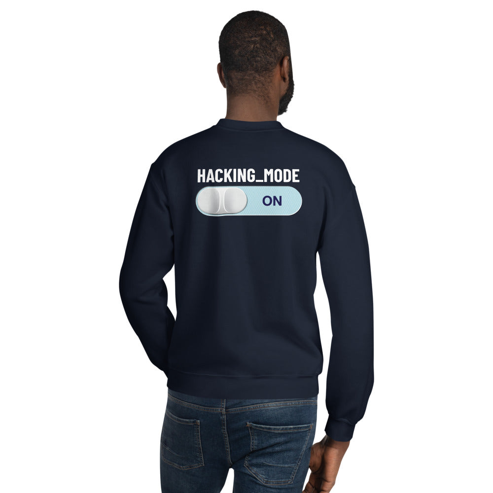 Hacking mode ON - Unisex Sweatshirt (white text) by DarkByteGear
