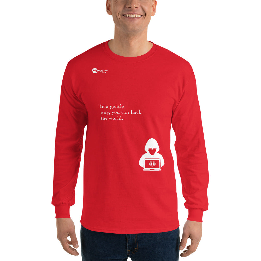 You can hack the world - Long Sleeve T-Shirt (white text) by DarkByteGear
