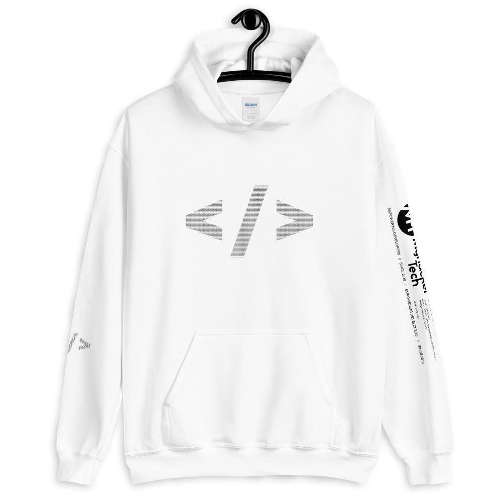 Culture of code in ASCII characters - Unisex Hoodie (black text) by DarkByteGear
