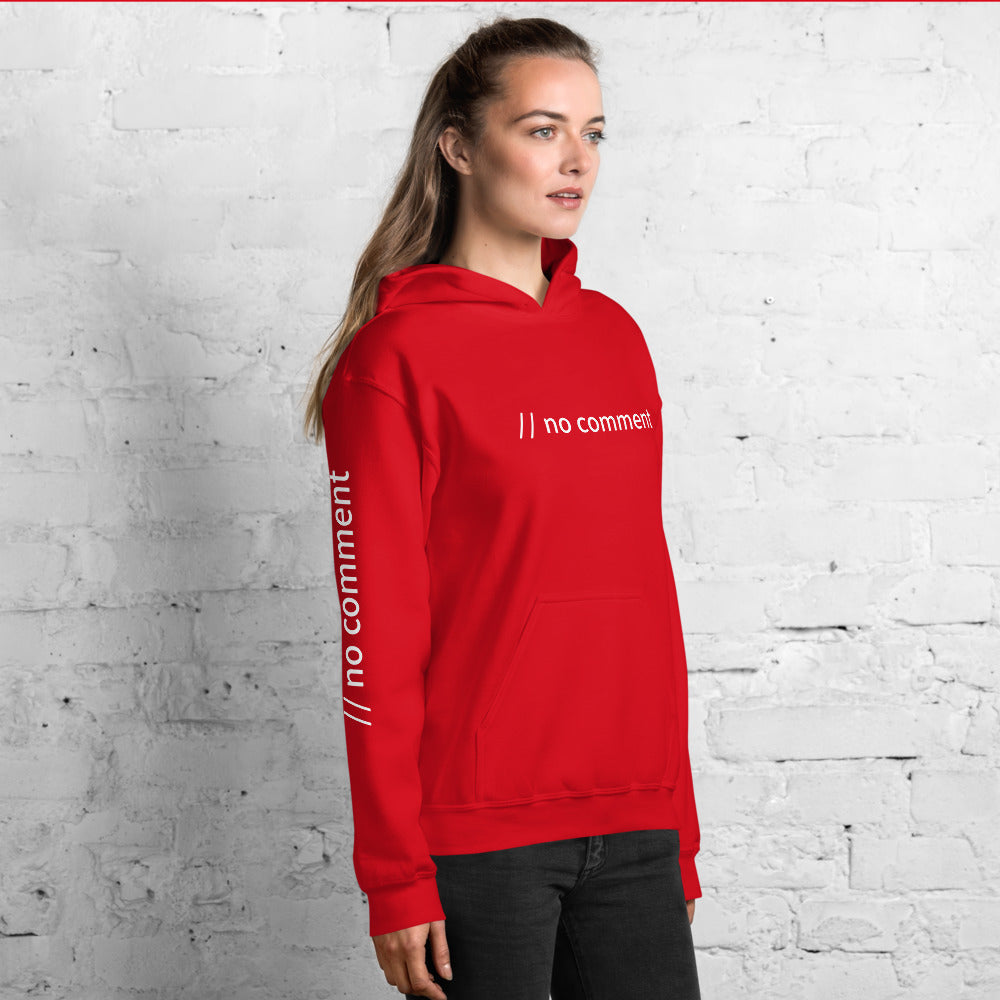 // no comment - Unisex Hoodie ( with sleeve and front designs ) by DarkByteGear