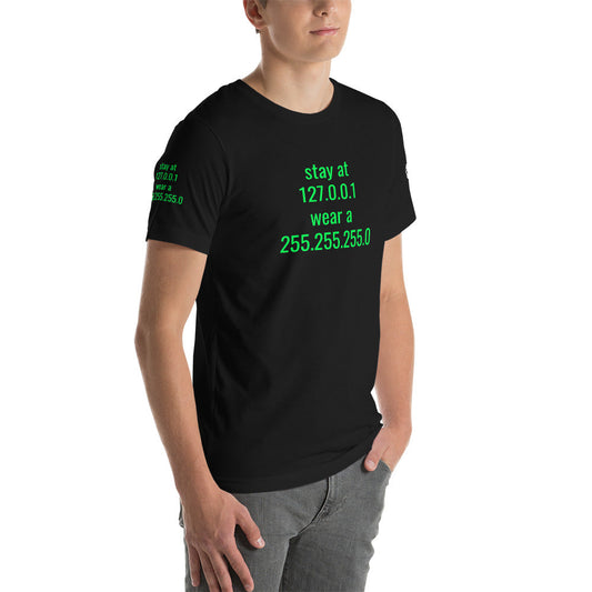 stay at at home, wear a mask - Short-Sleeve Unisex T-Shirt (with all sides designs) by DarkByteGear
