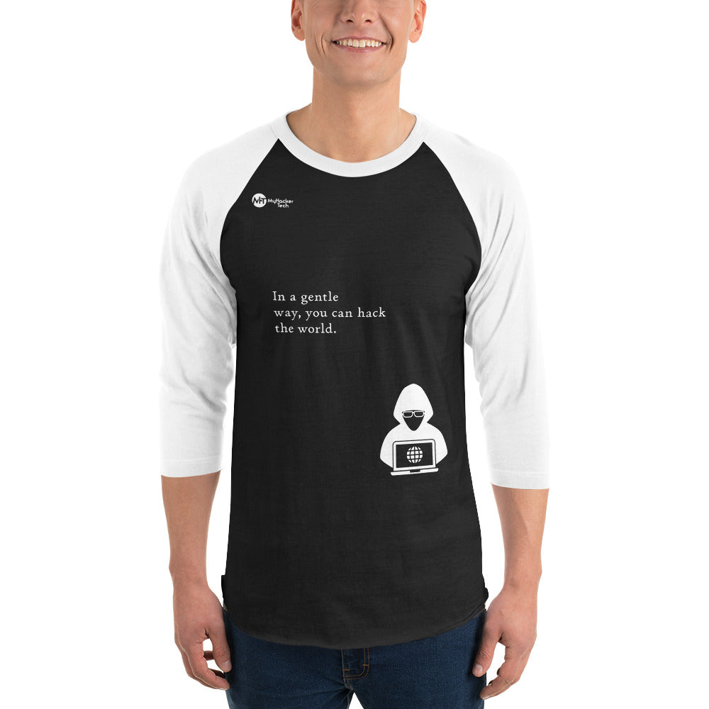 You can hack the world - 3/4 sleeve raglan shirt (white text) by DarkByteGear