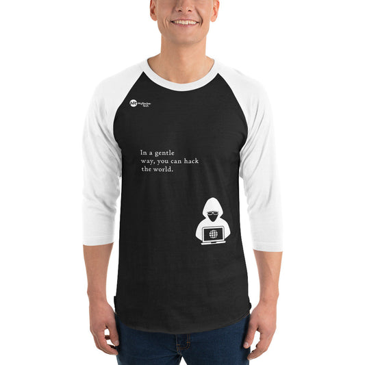 You can hack the world - 3/4 sleeve raglan shirt (white text) by DarkByteGear