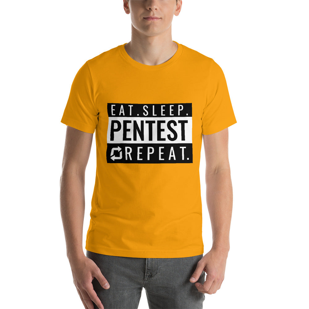 Eat sleep pentest repeat - Short-Sleeve Unisex T-Shirt (white) by DarkByteGear