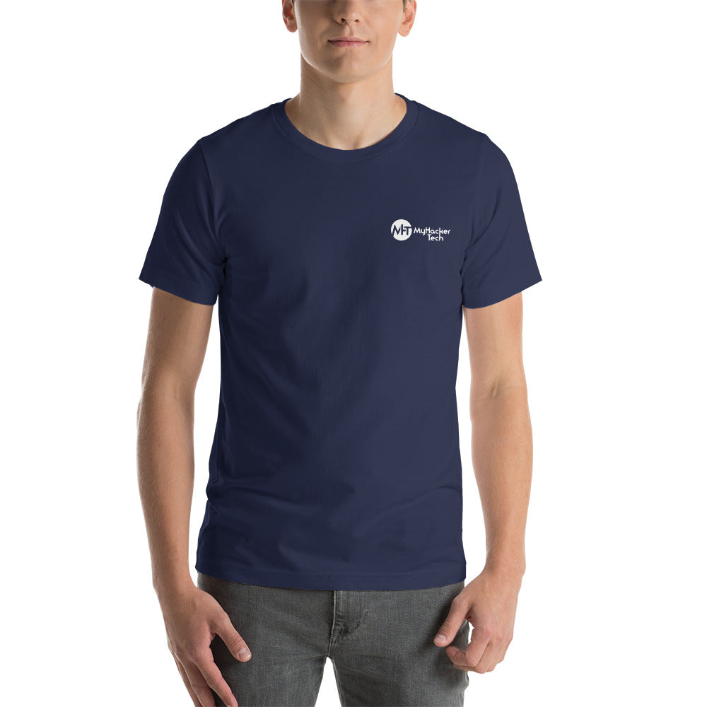Linux Hackers - Bash Fork Bomb - White Text Short-Sleeve Unisex T-Shirt ( with back design) by DarkByteGear