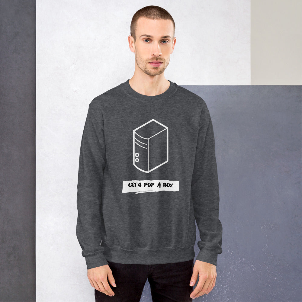 Let's pop a box - Unisex Sweatshirt (white text) by DarkByteGear