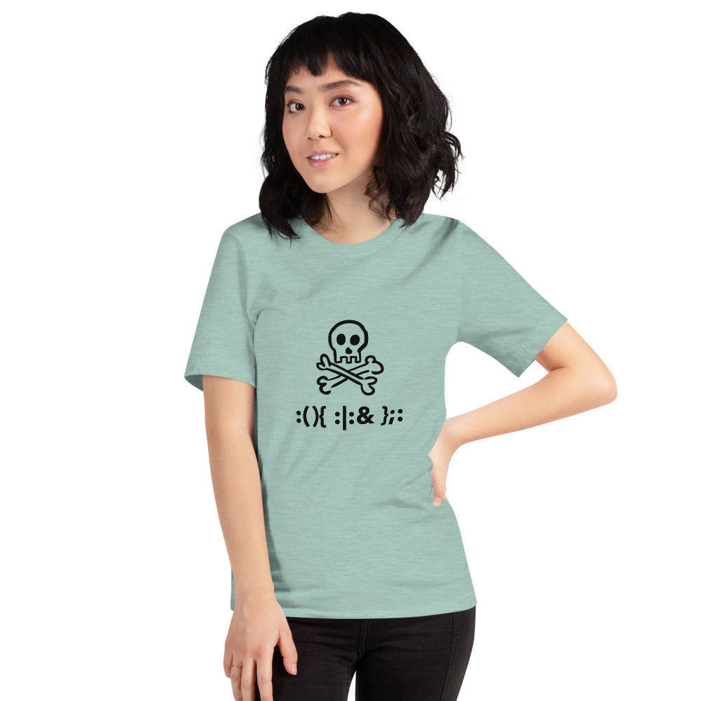 Bash Fork Bomb Linux - Short-Sleeve Unisex T-Shirt (black text) by DarkByteGear
