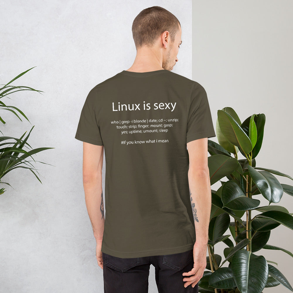 Linux is sexy - Short-Sleeve Unisex T-Shirt (with back design) by DarkByteGear