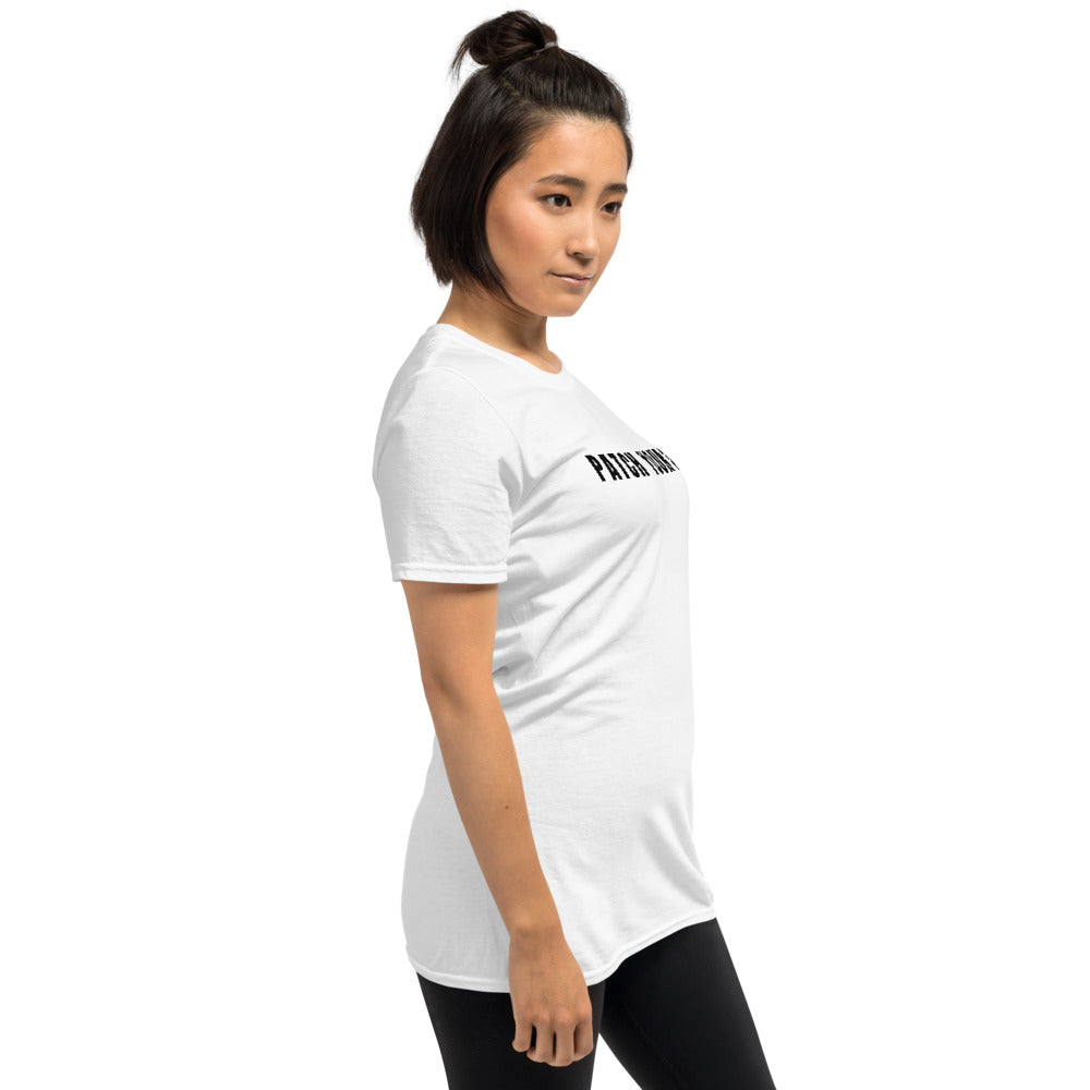 PATCH YOUR SH*T - Short-Sleeve Unisex T-Shirt ( black text) by DarkByteGear