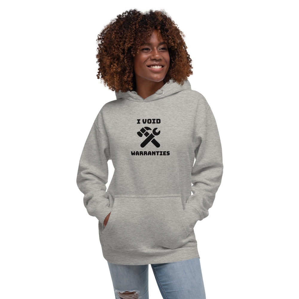 I void warranties - Unisex Hoodie (black text) by DarkByteGear