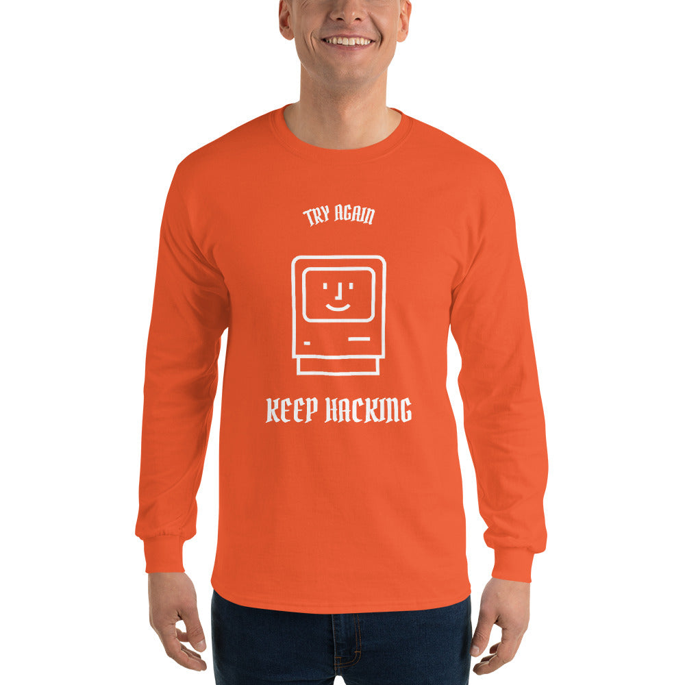 Keep hacking - Long Sleeve T-Shirt (white text) by DarkByteGear