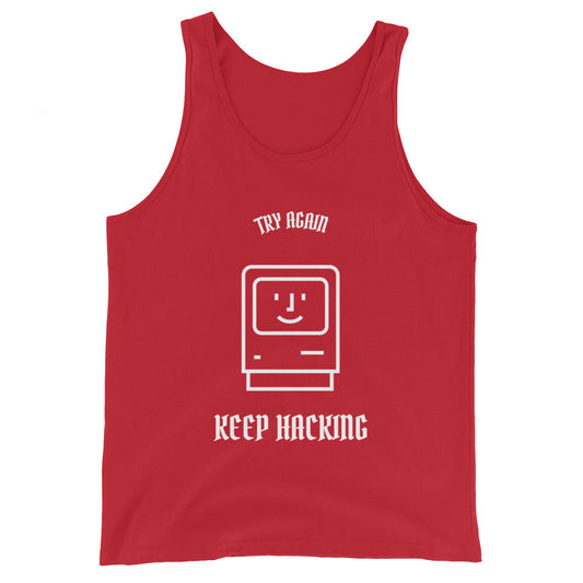 Keep hacking - Unisex Tank Top (white text) by DarkByteGear